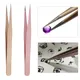 1Pc Straight Tweezer Champaign Rose Gold Nail Art Stickers Rhinestones Picking Tool Gem Decor