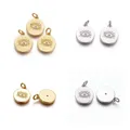 Pandahall 10pcs Flat Round with Evil Eye Brass Cubic Zirconia Pendants Charms With Jump Rings For