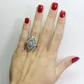 HOYON Emerald Copper Micro Setting Green Diamonds Style Women's Engagement Ring Square Gem Sliver