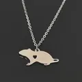Stainless Steel Hand Stamped Initial Mouse Necklace Monogram Rat Animal Pendant Necklace Jewelry