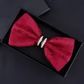 Tuxedo Metal Crystal Wedding Bow Tie Men Women Butterfly Knot Cravat Black Purple Blue Jujube Red