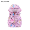 Mudkingdom Girls Hooded Vest Sleeveless Hooded Wool Vest Jacket Cartoon Print Coat Kids Warm