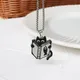 Stainless Steel Cute Black Cat Pendant Necklace For Women Men Fashion Funny Reading Book Kitten Box