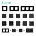 BSEED EU Standard 1/2/3Gang 1/2Way Push Button Switch Function Part Wall Glass Frame Power Sockets