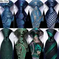 Hi-Tie Designer Black Blue Striped 63inch Silk Men Tie Extra Long Ties for Men Woven Classic 160cm