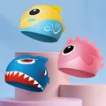 Cute Cartoon Dinosaur Kids Swimming Caps Boys Girls Swimming Cap Soft Silicone High Elastic
