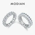 MODIAN 925 Sterling Silver Luxury Emerald Cut Square Sparkling Zirconia Ring For Women Wedding
