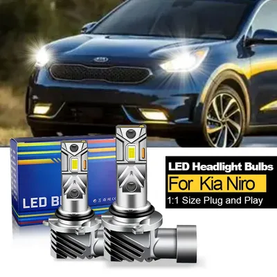 2PCS CANbus For Kia Niro 2017 2018 2019 LED Headlights 9005 HB3 High Low Beam 12V BulbS 20000LM White Halogen Replacement Light