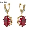 DreamCarnival1989 Red Big Statement Earings for Women Delicate Dazzling Zircon White Gold Plated