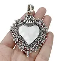 1pc Tibetan Silver Color Large Boho Filigree Heart Charms Pendants for DIY Necklace Jewelry Making