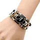 26 Letter A-Z Charms for Bracelets ID Name Friendship Black Braided Multilayer Punk Leather Bracelet