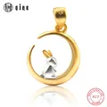 1PCS 14*12*2.8mm 925 sterling Silver cute rabbit pendant soild moon silver pendant for women