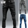 Black Slim Straight Leg Jeans Man Pants Cacual Ripped Jeans Male Streetwear Youth Man Clothes Moto