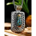 925 Silver Turquoise Tianzhu Pendant Real Fashion Choker Jade Vintage Men Necklace Natural