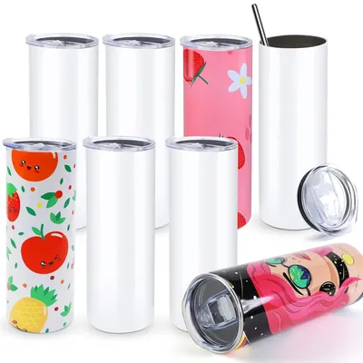 HTVRONT 8pcs/4pcs 20 OZ Sublimation Tumblers Skinny Straight Sublimate Tumbler Blank DIY Mugs Cups