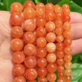 6/8/10mm Natural Stone Orange Jade Beads Gemstone Round Loose Spacer Jaspers Beads for Diy Jewelry