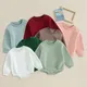 2023-09-19 Lioraitiin 0-18M Newborn Baby Boy Girl Outfits Fleece Solid Color Bubble Bodysuit