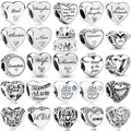 New 925 Sterling Silver Charm Sister Wife Daughter Dad Best Friend Baby Boy & Girl Heart Bead Fit