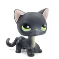 LPS CAT Real Littlest pet shop bobble head toys short hair cat #336 black standing kitten green eyes