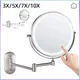 Foldable 8 Inch Bathroom Mirrors Wall-Mounted Double-sided Makeup Mirror with LED Adjustable