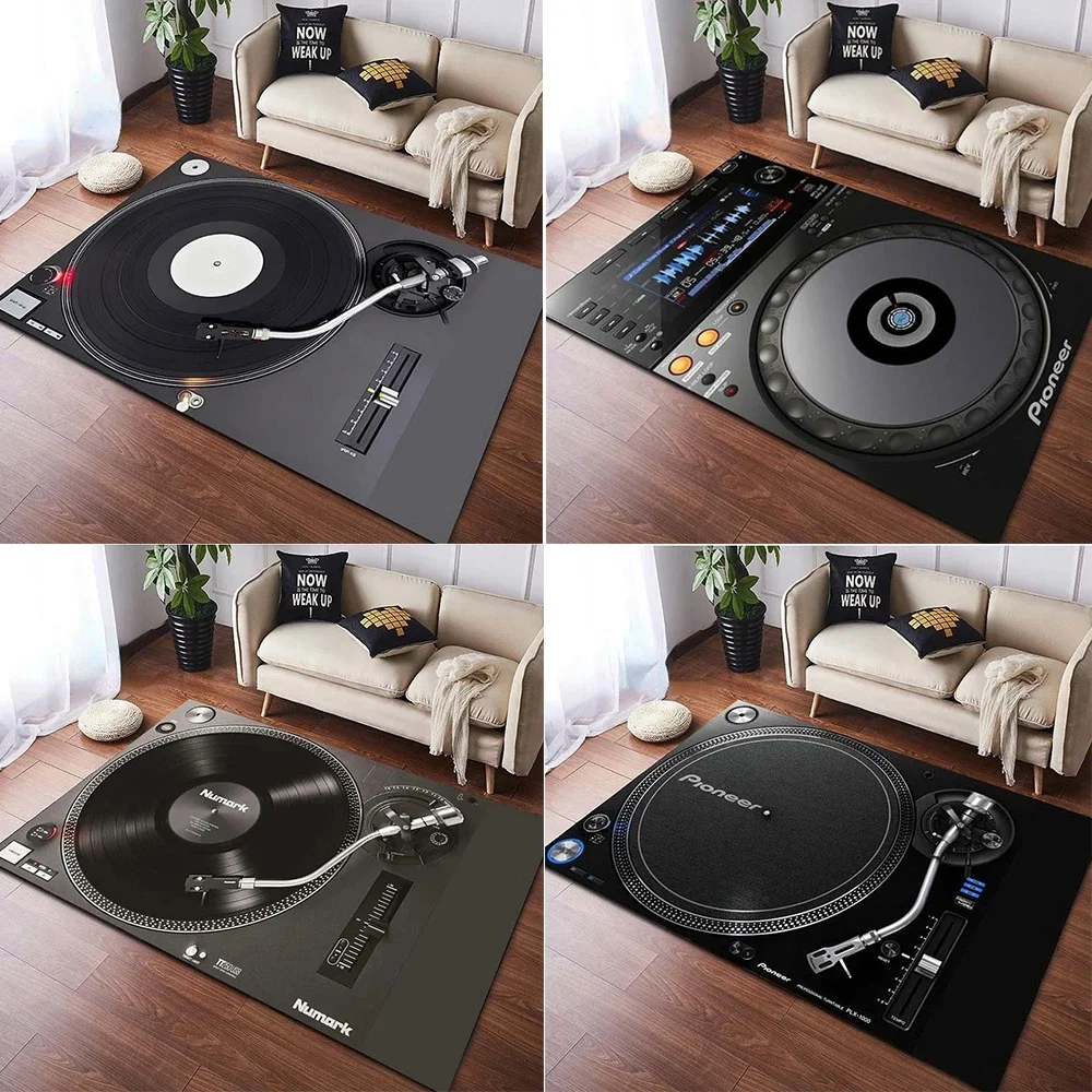 Living Room Bedroom Table Large Area Rug Kitchen Floor Mat Bathroom Non-Slip Vinyl Disc Player