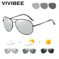 VIVIBEE Photochromic Polarized TAC Aviation Sunglasses Men Driver Aluminium Magnesium Sun Glasses