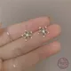 925 Sterling Silver Japanese Hollow Crystal Flower Plating 14k Gold Stud Earrings Women Fashion