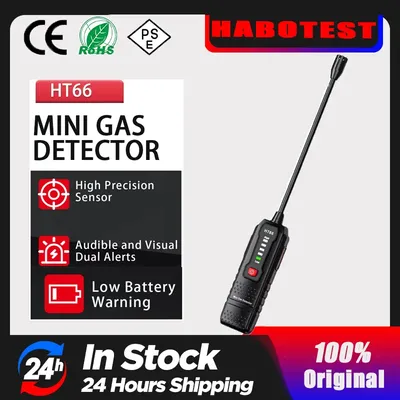 HABOTEST HT66 Gas Leak Detector Combustible Flammable Natural Methane Gas Leak Detector 50-1000PPM Sound Alarm Gas Tester