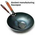 High Quality Saucepan Iron Wok Traditional Handmade Iron Wok Non-stick Pan Non-coating Induction and