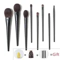 Shinedo 8 Pcs Matte Black Makeup Brushes Set Eyeshadow Powder Blush Crease Blending Pincel