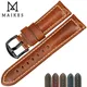 Handmade Watchband Blue 20mm 22mm 24mm With Black Buckle Vintage Oil Wax Leather Watch Strap For