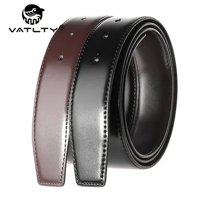 VATLTY 34mm Leather Belt Without Buckle for Men Natural Cowhide 130cm Trouser Belt Casual Brown Reversible Belt Girdles Male
