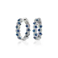 Luxury Round Blue Cubic Zirconia Circle Hoop Earrings for Women Silver Color Fashion Versatile