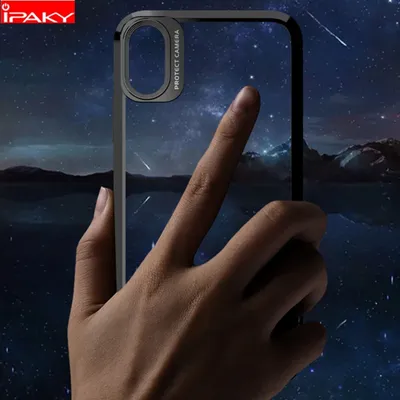 IPAKY for iPhone Xr Case for iPhone X XS Case Carbon Fiber Bumper Transparent Airbag Shockproof