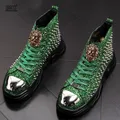 Luxury rivet Boots Men's shoes designer sneakers men punk high tops gold red light bottom Casual