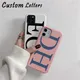 Customized Initial Letters Pebble Grain Leather Cases For iphone 13 Pro Max 12 11 Pro Max X XS XR 7