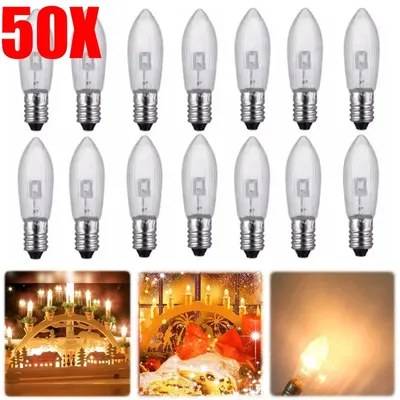 50/40/30/20/10Pcs E10 LED Replacement Bulb Candle Light Chain Bulb 10 V-55 V AC for Bathroom Home Fairy Light Bulb Decoration