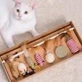 Wood Cat Toy Feather Set Interactive For Pets Fishing Rod Funny Pet Products Mouse Paw Games Cute