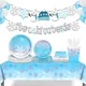 New Beautiful Snowflake Tableware Plate Cup Napkin 8 Guests Frozen Birthday Party Supplies Snow Ice