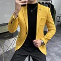 Plus Size 4XL-M Autumn Deerskin Velvet Jackets Blazer 6 Color Men Business Slim Blazers Hommes