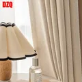 Cream Herringbone Blackout Luxury Curtains for Living Room High Quality Japanese Thed Cotton Linen