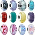 Genuine 925 Sterling Silver Bubble Murano Glass Beads Fits Original Pandora Bracelet Charm Genuine