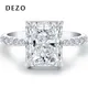 DEZO Moissanite Solitaire Engagement Rings 2/3/4ct Radiant Cut D Color Solid 925 Sterling Silver