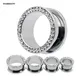 2Pcs Crystal Ear Tunnel Screw-on Fit Ear Plugs Large Gauged Piercing Jewelry Stretching Flesh Tunnel