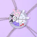 5 Pcs/Set Cartoon Animal Best Friends Necklace Rabbit Cat Pizza Puzzle Round BFF Choker For Kids