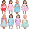 43cm Baby New Born Big Bow Doll Dress Cute Bubble Sleeved Skirt Clothes For American 18 Inch OG&My