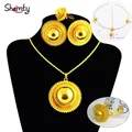 Shamty Ethiopian Bridal Jewelry Sets Women Trendy Pure Gold Color Set African Nigeria Sudan Eritrea