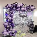 122Pcs Purple Balloon Arch Metallic Purple Silver Balloon Garland Kit Ballon Wedding Decor Birthday