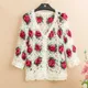 3D flower women cardigans mohair women crochet cardigans femme rose flower sweaters knitted tops