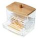 Acrylic Paper Cup Dispenser with Bamboo Lid Clear Paper Cup Holder 2 In 1 Round and Square Cotton Swabs Storage Box Container Cosmetics Organiser for Bathroom Guest Room Counter